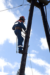 Image showing Electric rises to support power lines