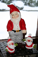 Image showing Father Christmas with two children