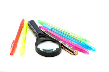 Image showing Pens,ballpoint and magnifer