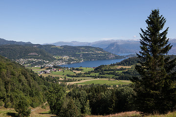 Image showing Overview of Øystese, Hardanger, Norway