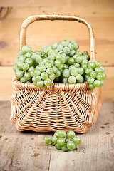 Image showing basket with fresh green grapes 