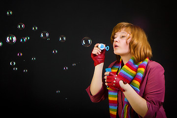 Image showing girl with soap bubbles