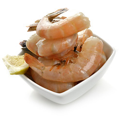 Image showing Fresh Shrimps And Lemon