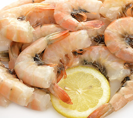 Image showing Fresh Shrimps And Lemon