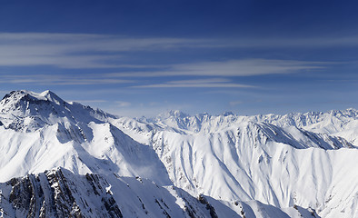 Image showing Panorama of high winter mountains