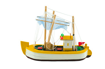 Image showing Wooden boat ship model isolated on white 