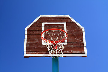 Image showing basketball ring on blue background