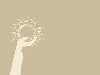 Image showing sun in hand on brown background