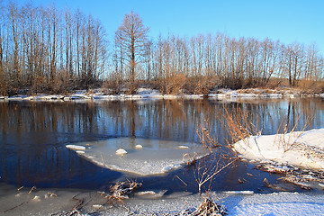 Image showing white ice on autumn river