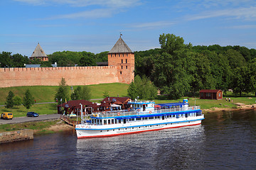 Image showing motor ship on pier 