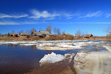 Image showing village on coast autumn river
