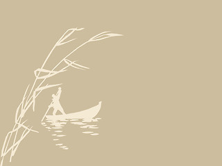 Image showing persons in boat on brown background