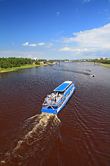 Image showing promenade motor ship on big river