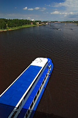 Image showing promenade motor ship on big river