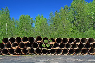 Image showing old gas pipes amongst herbs