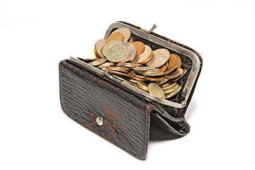 Image showing purse with coin on white background