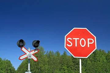 Image showing traffic sign on railway stations