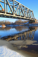 Image showing railway bridge through small river 