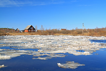 Image showing rural house on river coast