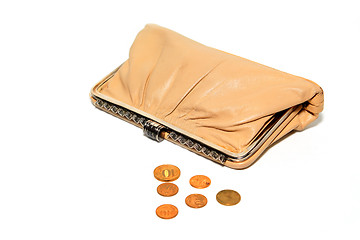 Image showing purse with coin on white background