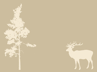 Image showing deer near pines on brown background