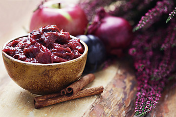 Image showing plum and apple chutney