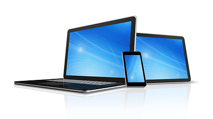 Image showing laptop, mobile phone and digital tablet pc computer