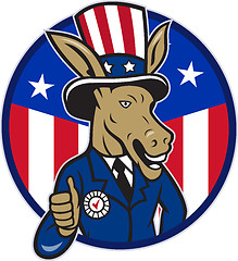 Image showing Democrat Donkey Mascot Thumbs Up Flag