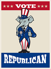 Image showing Republican Elephant Mascot Thumbs Up USA Flag