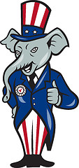 Image showing Republican Elephant Mascot Thumbs Up USA Flag