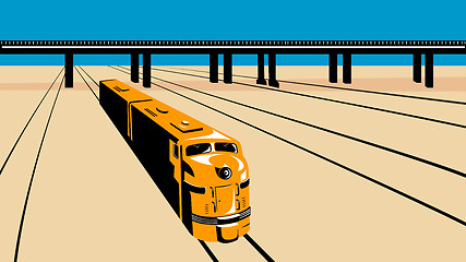 Image showing Diesel Train High Angle Retro