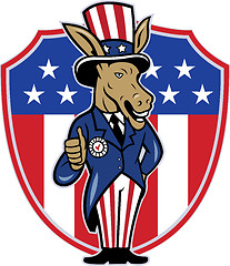 Image showing Democrat Donkey Mascot Thumbs Up Flag