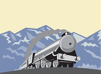 Image showing Steam Train Locomotive Mountains Retro