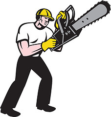 Image showing Lumberjack Tree Surgeon Arborist Chainsaw