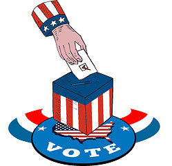 Image showing American Election Voting Ballot Box Retro