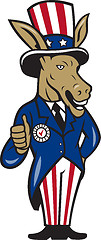 Image showing Democrat Donkey Mascot Thumbs Up Flag