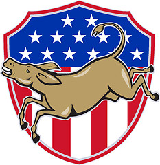 Image showing Democrat Donkey Mascot American Flag