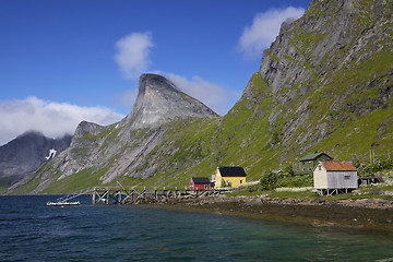 Image showing Village by fjord