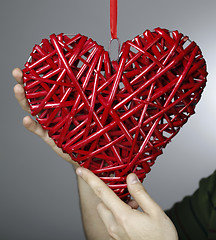 Image showing Hand made red heart