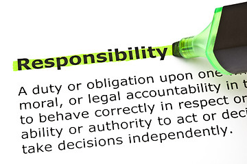 Image showing Responsibility highlighted in green