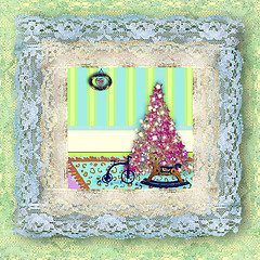 Image showing Cards of Christmas tree and vintage toys