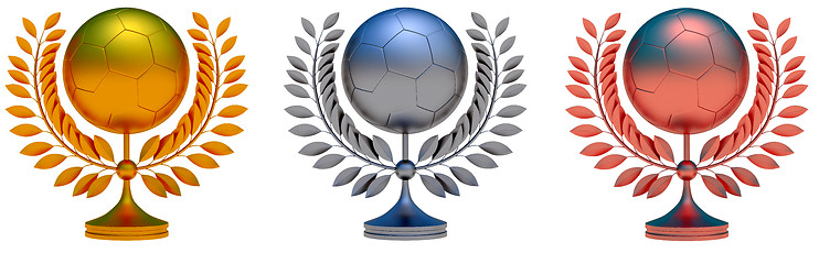 Image showing Collection of soccer ball prizes