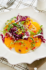 Image showing Orange with radicchio and Pomegranate salad