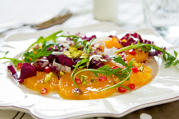 Image showing Orange with radicchio and Pomegranate salad
