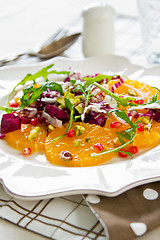 Image showing Orange with Radicchio and Pomegranate salad