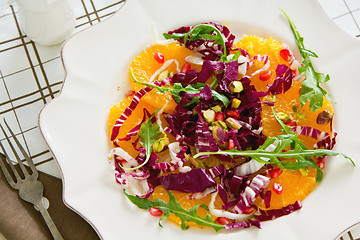 Image showing Orange with Radicchio and Pomegranate salad