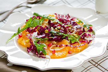 Image showing Orange with Radicchio and Pomegranate salad