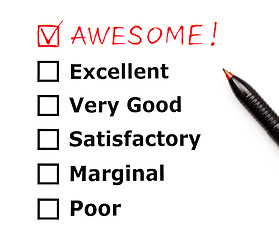 Image showing Awesome customer evaluation form