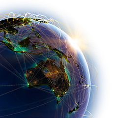 Image showing Main air routes in Australia and Oceania