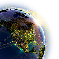 Image showing Main air routes in North America